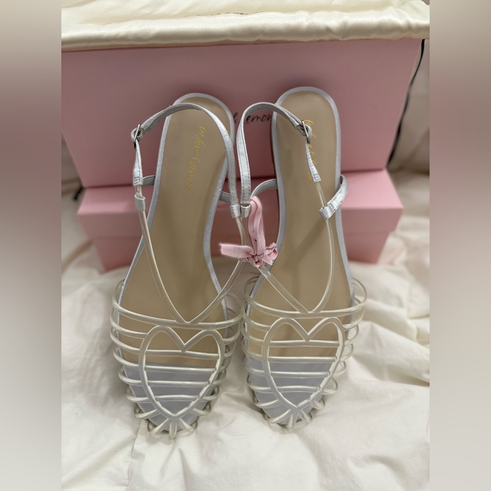 BRAND NEW Y2K style FOR LOVE AND LEMONS JELLT HEART STRAP SHOES 41 size 11